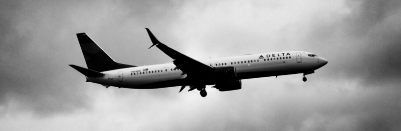 Delta Airlines plane flying
