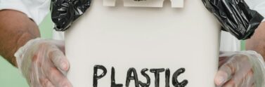 Container with PLASTIC written on the front