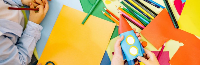 children at school doing arts and craft