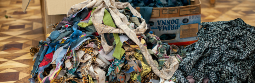 textiles in a box ready for recycling