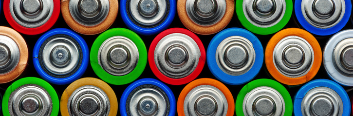 pile of colorful batteries