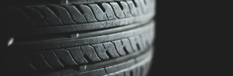 Close up of old tire tread