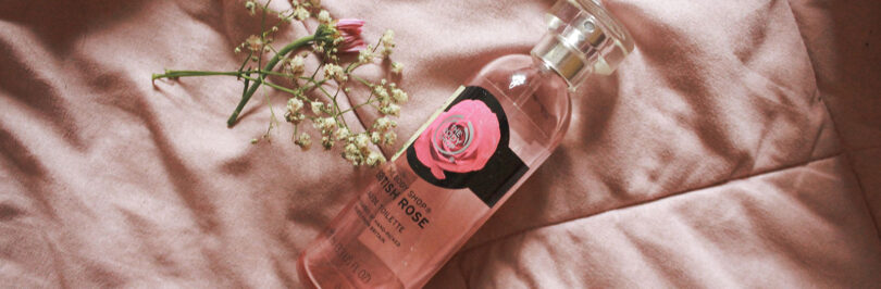 photo of rose perfume bottle from The Body Shop