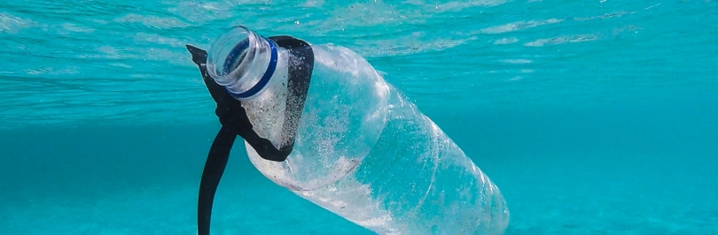 Plastic water bottle underwater