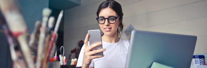 girl looking at phone