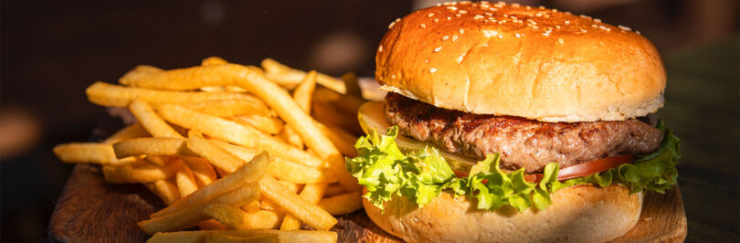 veggie burger with fries