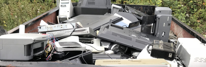 bin full of e-waste