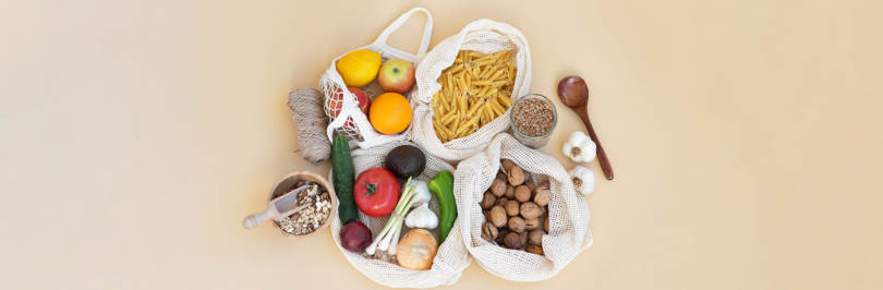 food arrangement with reusable items