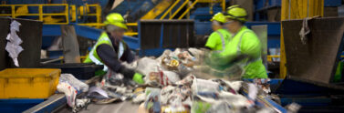 workers sorting recycling
