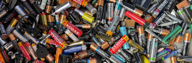 Pile of used batteries