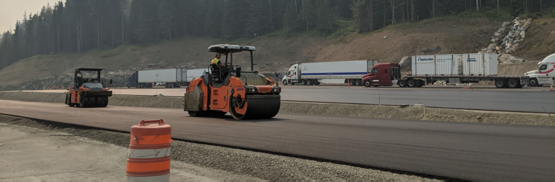 road repairs with road roller