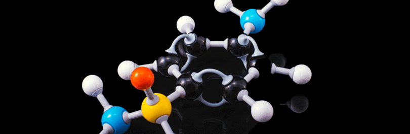 photo of plastic model of a molecule